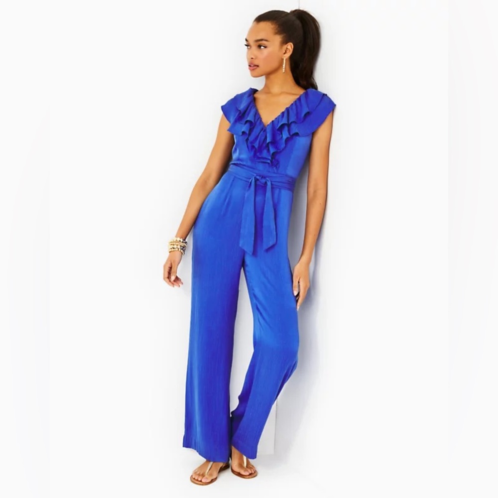 BNWT Lilly Pulitzer Amata Ruffle Jumpsuit size 2 💙💙💙